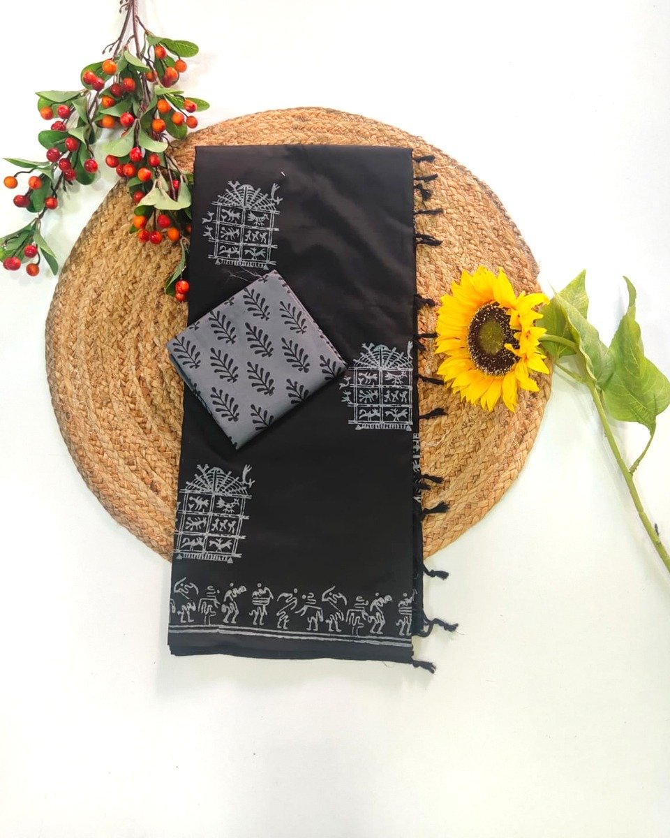 Printed Pure Cotton Black Gray Printing